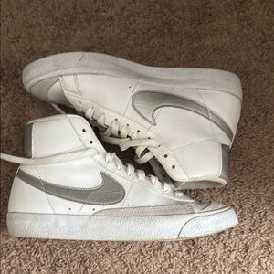 Nike White and Gray High-Top Sneakers